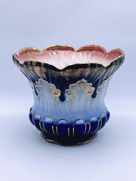 Stor Fajanse/Majolika krukke / potte. H 22.5 cm