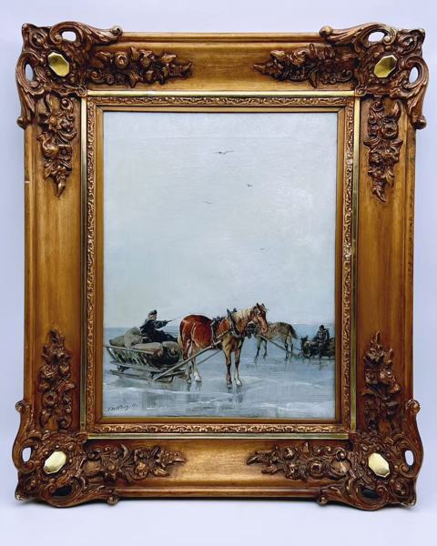 1883 "Sledekjøring på isen" Olje på lerret