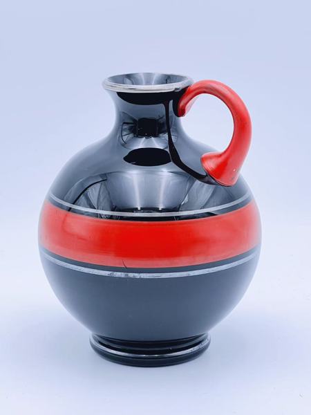 Art deco krukke i glass med håndmalt dekor