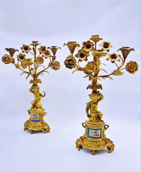 1800t Fransk Kandelaber, gullforgylt bronse  