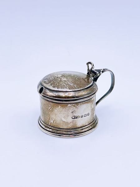 925s-Sterling Sølv Krus / Saltkar med glassinnsatts, engelsk 