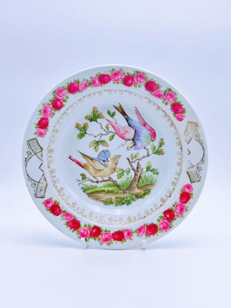 PP-1887-11 Prydfat med rose og fugledekor