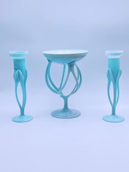 Lysestaker og Stettfat i glass, ant. Jozefina Krosno