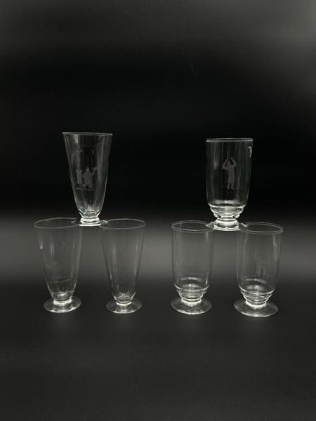 6 stk Art Deco stil Selter / Pjolterglass, Sverre Pettersen (1884–1959) ++