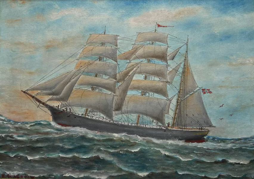 Skutemaleri med gullramme