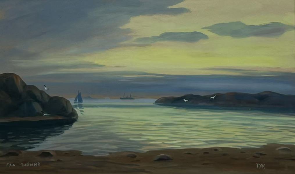 Maleri "Fra Tjømmø", signert T.W.