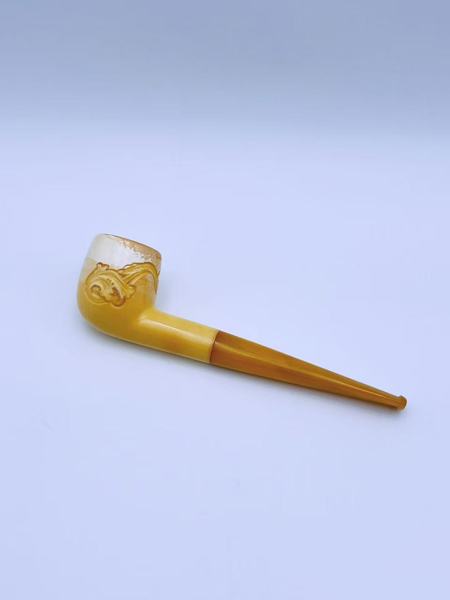 1800/1900t Pipe-LARSEN Utskåret merskumpipe med rav
