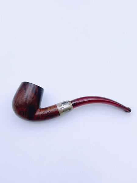 830s-G. Larsen pipe i rottre med rav og sølvdel