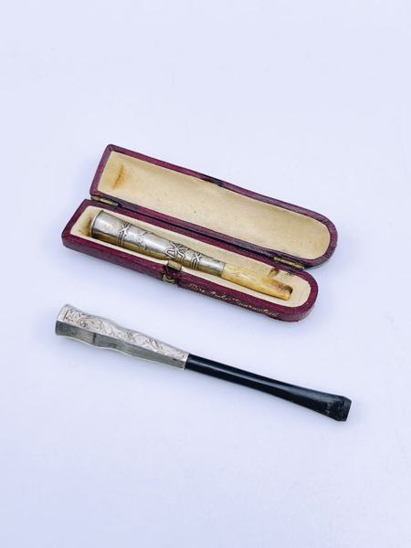 830s-2 sigarettholder/pipedel med sølv deler