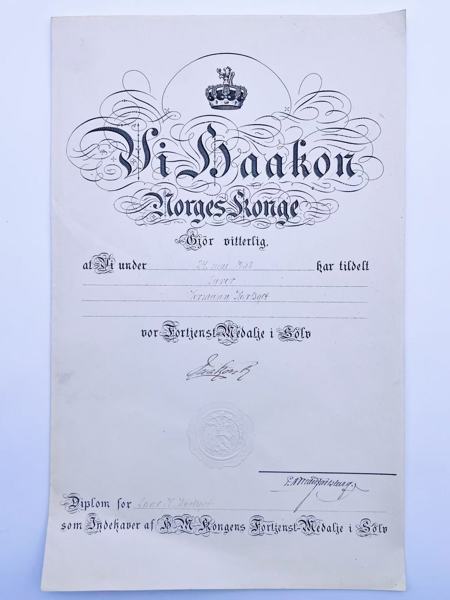 1938 Kong Haakon Signert dokument