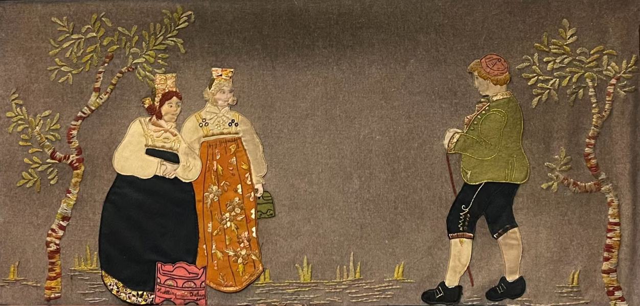 Brodert Bilde "Folkeliv med Nasjonaldrakter." 