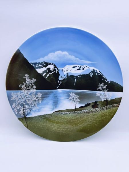 PP-Dia 41 cm stort håndmalt fat "Norangsfjord"