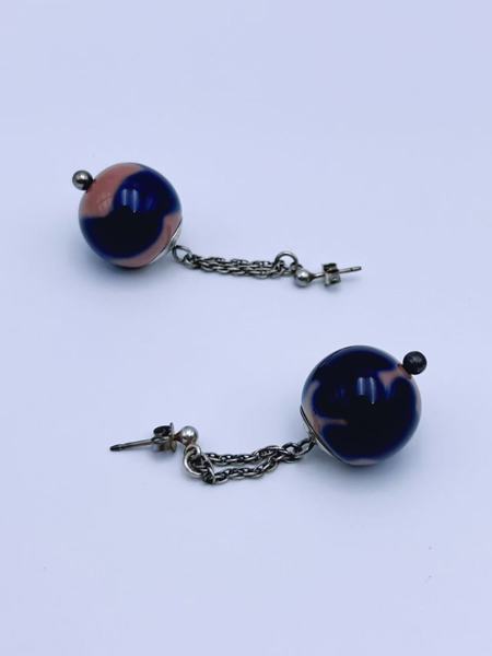 925s-Sølv og Blåkuler Ørepynt, Anne-Marie Ødegaard (1931-2007)