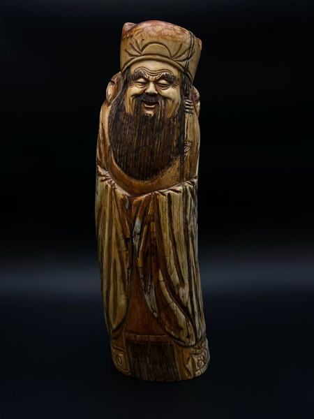 H.39cm Stor Skåret Elfenben / Mammut Elfenben Figur