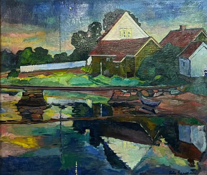 Pola Gauguin "Sommernatt ved vannet", olje på lerret