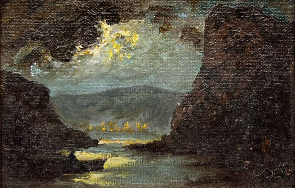 1800t Frants Bøe "Kystlandskap i måneskinn" 