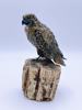 Skåret Edelsten "Ørn" Skulptur på Forstenet Tre Plinten