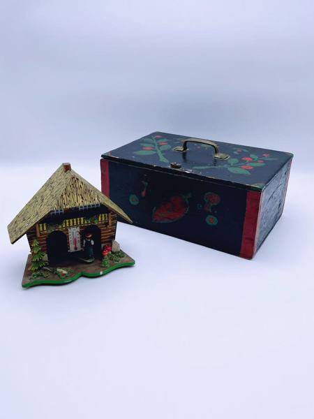 Værhustermometer og Datert 1937 Håndmalt Skrin