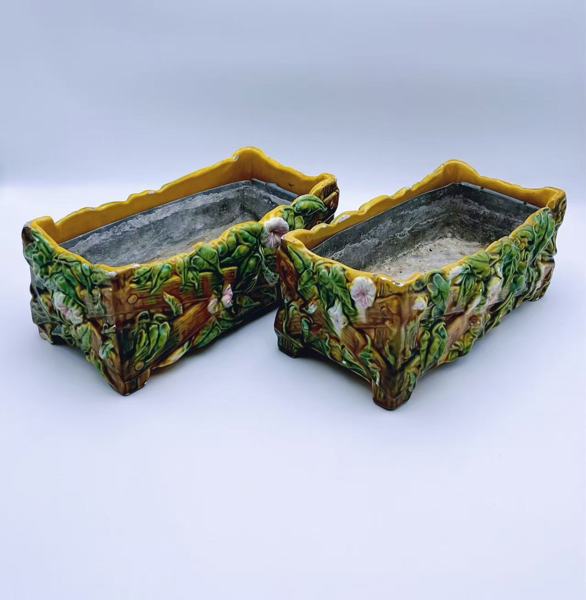 2 Jugend stil Majolika Jardinerer