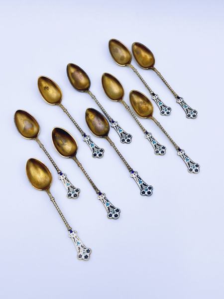 925S D-A sølv og emaljeskjeer