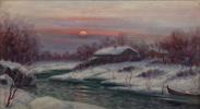 Maleri "Vinterlandskap", olje på lerret 