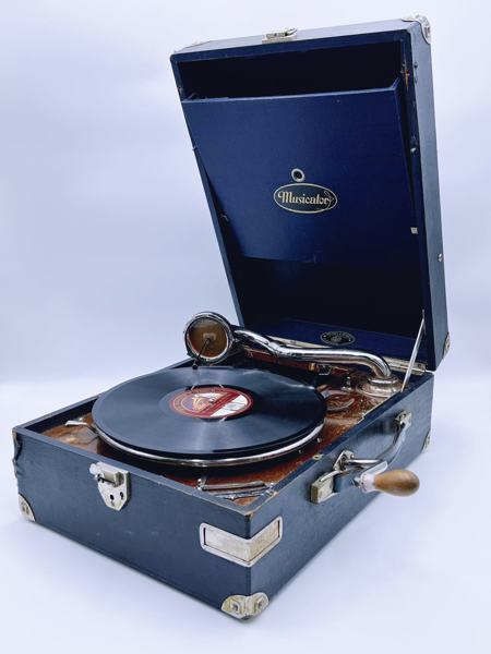 Meinel & Herold Reise Grammofon med plater