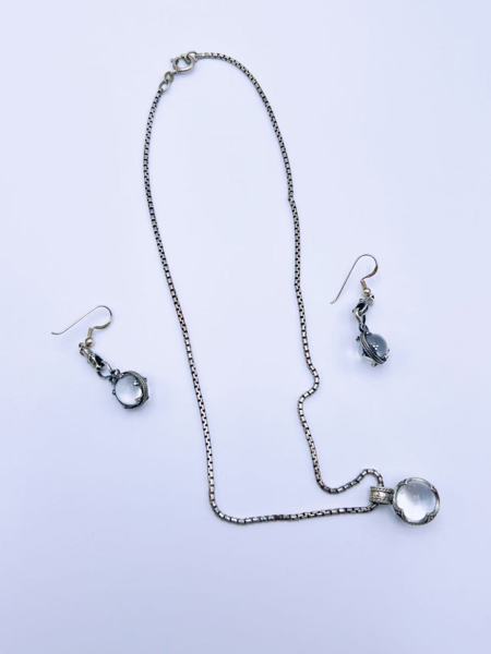 925s Sølv øredobber og halssmykke