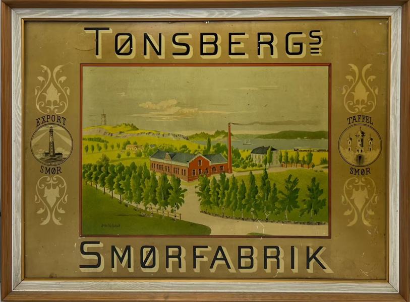"Tønsbergs Smørfabrik" Reklameskilt i Blikk