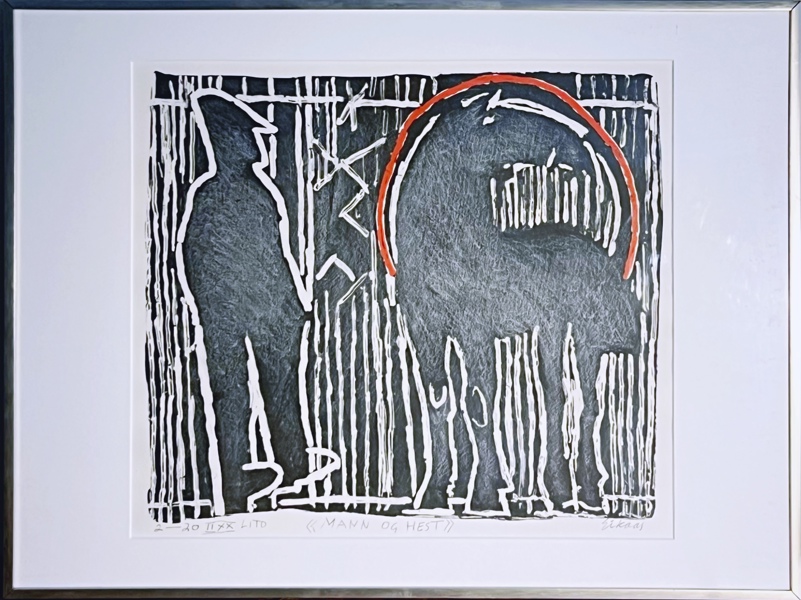 Ludvig Eikaas (1920-2010) "Mann og Hest", Lito. 2/20