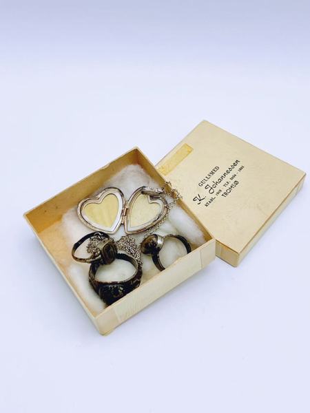 925s-Sølv 3 ringer og halssmykke