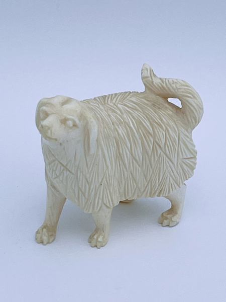 H. 5.5cm Elfenben Figur "Hund"