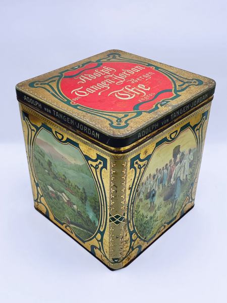 Tidlig 1900t Te-boks "Adolph von Tangen Jordan, Bergen" 