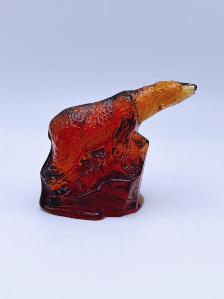 Amber glass figur isbjørn. 