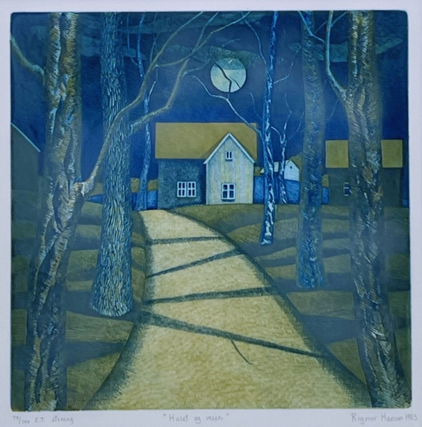 Rigmor Hansen (1941-1995) "Måneskinn" Etsning 1983