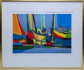 Marcel Mouly(1918-2008) "bateaux dans le port" Litografi