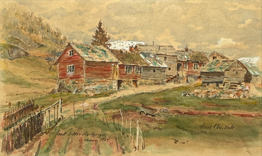 Mons Breidvik(1881-1950) "Gårdstun i Hardanger" 1904