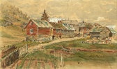 Mons Breidvik(1881-1950) "Gårdstun i Hardanger" 1904