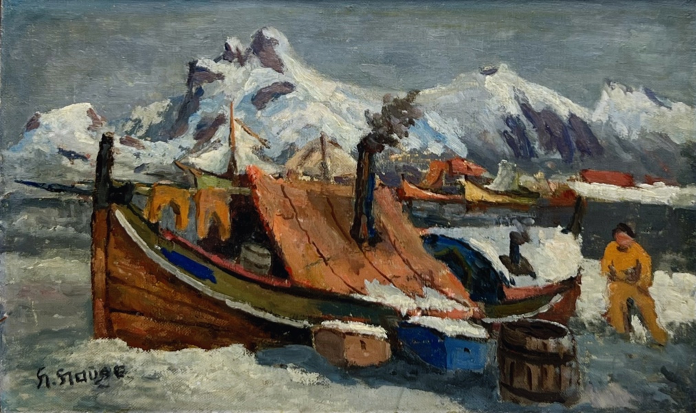 Halfdan Hauge(1892–1976) "Fisker i Vinter / Fra Lofoten"