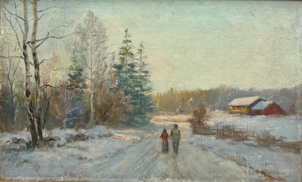 Andreas Singdahlsen(1855-1947) "Par i Vinterlandskap"