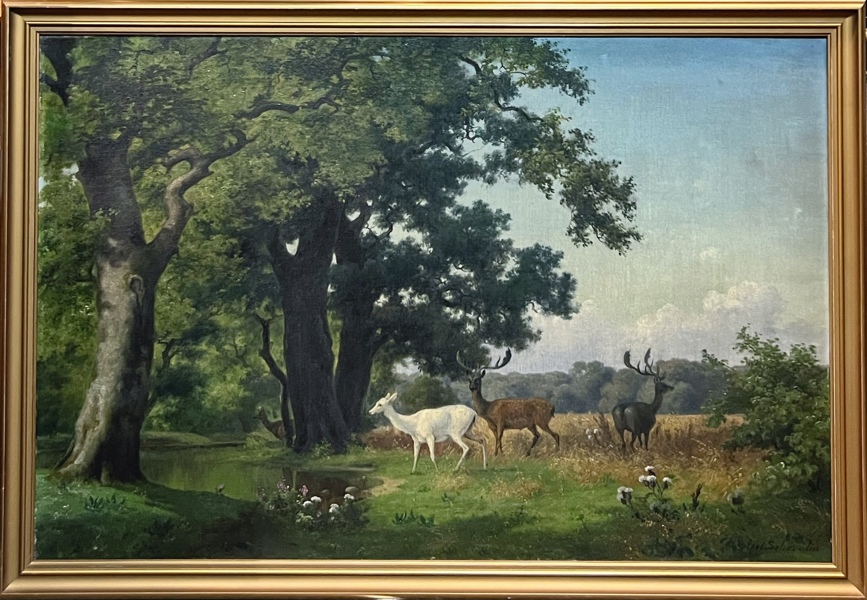 Axel Schovelin (1827-1893) "Hjort i Skogen"