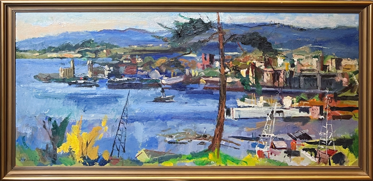 Christoffer Stixrud(1900-68) "Bylandskap ved sjøen"
