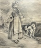 Hans Dahl(1849-1937) "Budeie og hund" 1898