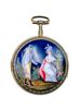 c.1790-1820 Emalje og Forgylt Metall Lommeur i klokkeskrin