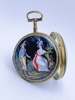 c.1790-1820 Emalje og Forgylt Metall Lommeur i klokkeskrin