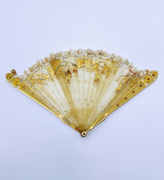 c.1850t Fransk Juvelbesatt Gullmountert Vifte  