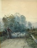 1890 Regina Kylberg-Bobeck "Gjeterkvinnen", Akvarell på papir