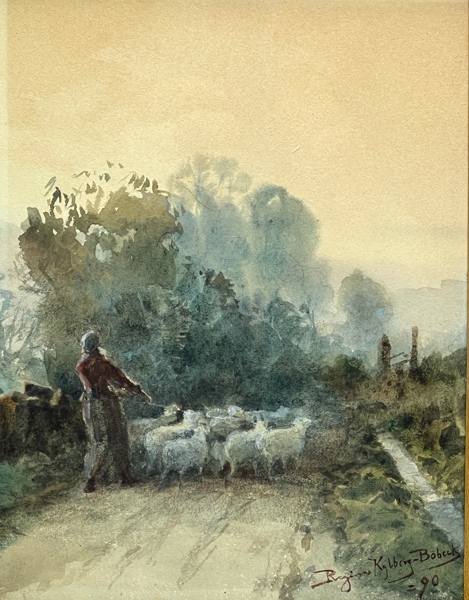 1890 Regina Kylberg-Bobeck "Gjeterkvinnen", Akvarell på papir