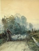 1890 Regina Kylberg-Bobeck "Gjeterkvinnen", Akvarell på papir