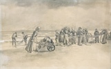 Holger Lübbers(1850-1931) "Fisker ved kysten" Blyant Tegning