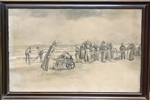 Holger Lübbers(1850-1931) "Fisker ved kysten" Blyant Tegning